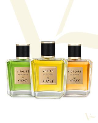 ✨ THE WAIT IS OVER ✨ Today we unveil 3 new Eau de Parfums by VIVACY BEAUTY… Three unique scents to share together, with her, with him. 🤍🖤 Each is a treat for the senses, with a complex blend of top, heart and base notes to entice, intoxicate and intrigue…

1️⃣ Vérité - with bergamot, mandarin, cinnamon, patchouli, vanilla
2️⃣ Victoire - with citrus, rose, nutmeg, lavender, amber, patchouli, vetiver, musk
3️⃣ Vitalité - with bergamot, lemon, liquorice, violet, wood, musk

This is your cue to embrace elegance, style and authentic beauty with a new signature scent.

🇫🇷✨ Fini d’attendre ! ✨ Aujourd'hui, nous vous dévoilons 3 nouvelles eaux de Parfums par VIVACY BEAUTY... Trois senteurs uniques à partager ensemble, avec elle, avec lui. 🤍🖤 Chacune de ces eaux de parfums sont un régal pour les sens, un mélange harmonieux de notes de tête, de cœur et de fond pour attirer et intriguer...

1️⃣ Vérité - avec mandarine, cannelle et vanille.
2️⃣ Victoire - avec des agrumes, de la rose, de la muscade et de la lavande.
3️⃣ Vitalité - bergamote, citron, réglisse.

C'est le moment d'embrasser l'élégance, le style et la beauté authentique avec une nouvelle signature olfactive.

#vivacy #new #vivacybeauty #laboratoiresvivacy #perfume #senses